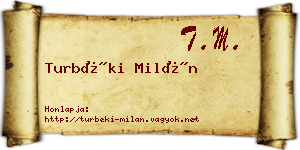 Turbéki Milán névjegykártya